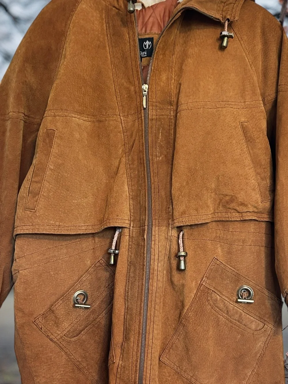 Vintage Marco Moroni Brown Leather Suede Coat Boho with Hood Medium - Picture 6 of 13
